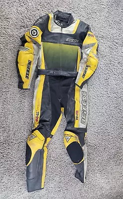 Dainese Suit Mens Small TT 72 Super Sport 2 Piece Black Yellow Motorcycle R2-7 • $252.64