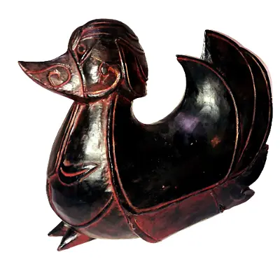 Hand Carved Lacquered Wood Hen Antique Duck Decoy 8lb Solid Wood Fireplace Decor • $53.95