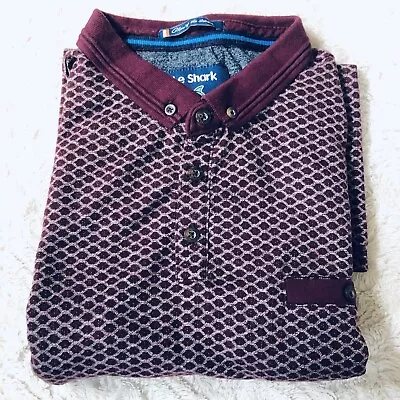 Le Shark Men's Polo Shirt Honeycomb Burgundy Pocket Size L • £5