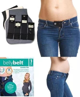 Maternity Belly Belt 7 Pc Combo Kit Cotton Blk Pregnancy Extender - Pant & Jean • $23.05