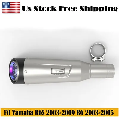 Stainless Slip-on Exhaust Muffler Pipe T2 Fit Yamaha R6S 2003-2009 R6 2003-2005  • $169.98
