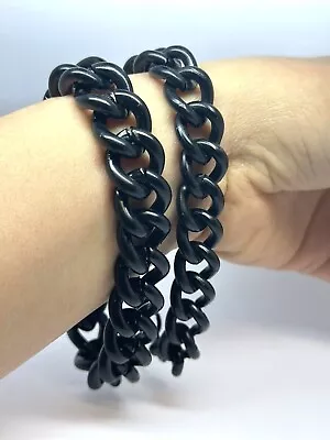 Stainless Steel Black Cuban Curb Chain Mens Womens Bracelet • £4.99