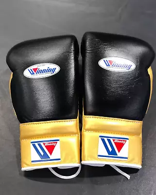 WINNING PRO BOXING GLOVES (BLACK&GOLD) Custom LacesOriginal Leather • $69.25