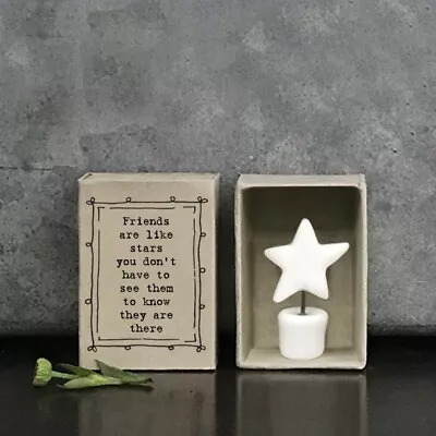 Tiny Porcelain Matchbox Star FRIENDS ARE LIKE STARS East Of India 3.8cm New • £5.90