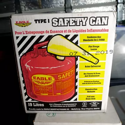Eagle Safety Gas Can 5 Gallon Type 1 OSHA & NFPA Approved #UI-50-FS NEW • $70