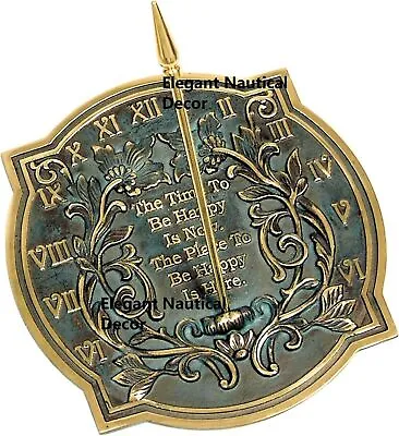 Rome 2303 Happiness Sundial Solid Brass With Verdigris Highlights 10-Inch Diam • £85.79