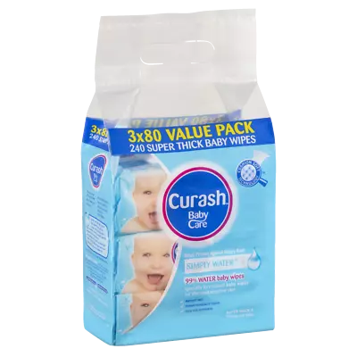 Curash Baby Wipes Simply Water 3 X 80 Value Packs Soap And Paraben Free • $25.94
