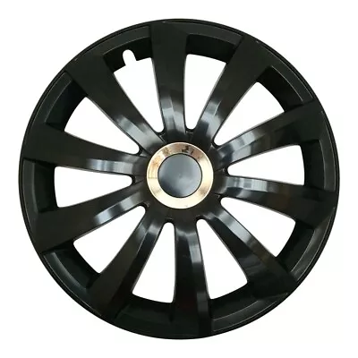 Hubcaps Gral 16 Inch #40 Black Chrome Ring 4x Premium Design Hub Caps • $161.57