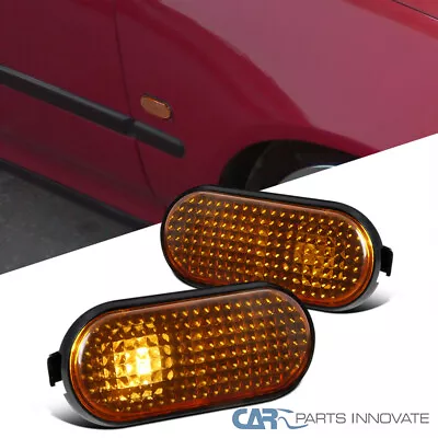 Fit 92-95 Honda Civic JDM Flat Fender Smoke Amber Side Markers Signal Lights • $11.95