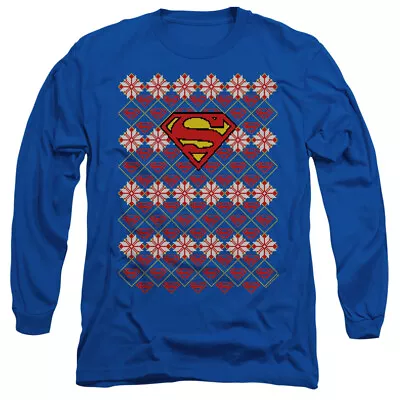 SUPERMAN CHRISTMAS SWEATER Licensed Adult Men's Long Sleeve Tee Shirt SM-3XL • $31.95