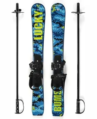 Lucky Bums Toddler Kids Beginner Plastic Skis Adjustable Binding 70cm Ski Set • $49.99