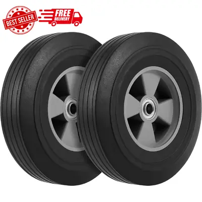 2 Pack 10 Inch Solid Rubber Tire 5/8 Inch Axle Size Hand Truck Wheels Replacemen • $33.16