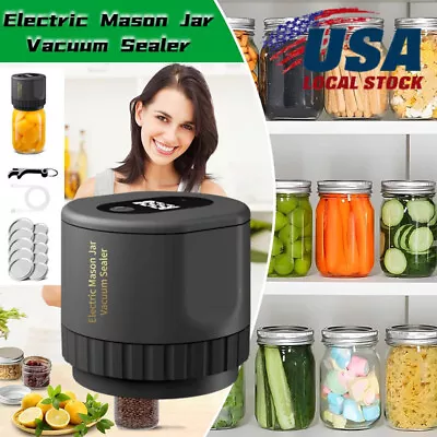 Electric Mason Cordless Ever Jar Vacuum Sealer For Wide &Regular Mouth Jar Black • $20.97