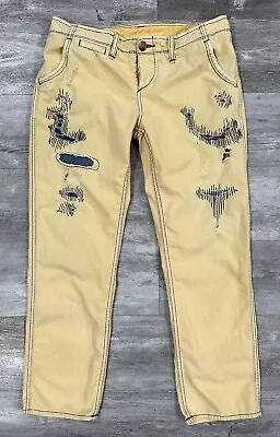 True Religion Jordan Jeans Womens Yellow Distressed Size 29”x28.5” Button Fly • $34.99