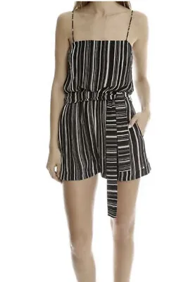 Zimmermann Woman’s Empire Black White Stripe Playsuit Romper Designer Size 1 EC • $110