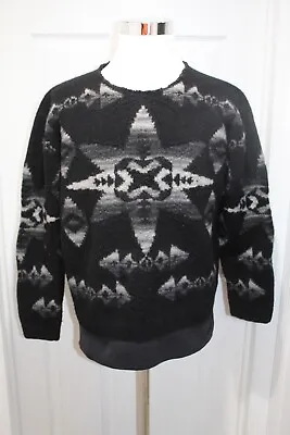 Beautiful Unbranded Sweater Black & White Indian Blanket Hand Knit Wool L / XL • $45