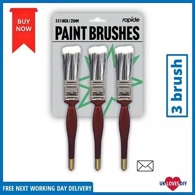 Rapide Paint Brush 3 X 1  Paint Brushes Dowel Handles 3 Brushes 1 Inch • £5.48