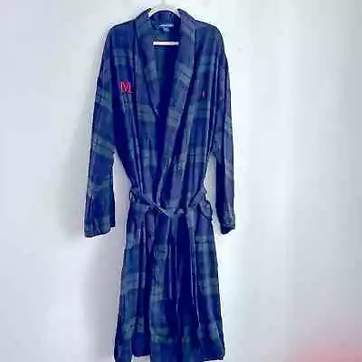 Polo Ralph Lauren Cotton Flannel Plaid Belted Monogrammed “M” Bath Robe Sz L/XL • $39