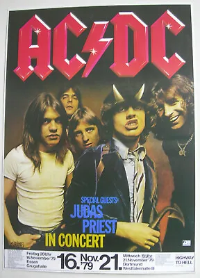 Ac/dc Judas Priest Concert Tour Poster 1979 Highway To Hell Nov 16  Bon Scott • $249.95