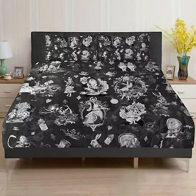 £54.95 • Buy Gothic Alice In Wonderland Duvet Cover Bed Set White Black Double King Single