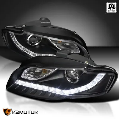 Black Fits 2006-2008 Audi A4 S4 B7 Projector Headlights Lamps W/ LED Strip DRL • $228.38