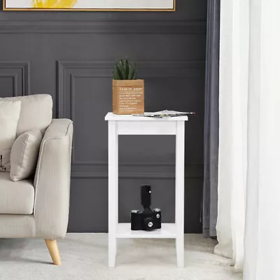 2-Tier Nightstand End Side Wooden Legs Table For Bedroom-White • $51.81