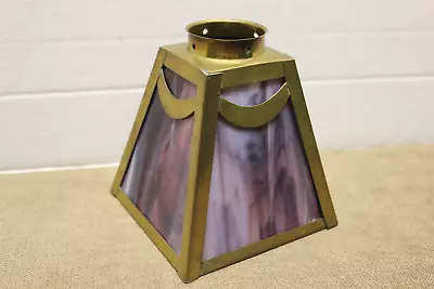 Antique Mission Style Light Lamp Shade In Purple Slag Glass • $45