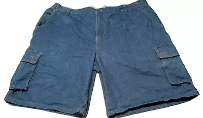 Tri Waist Comfort Blue Denim Jean Mens Cargo Shorts Size 42 Cotton Inseam 11   • $11.02