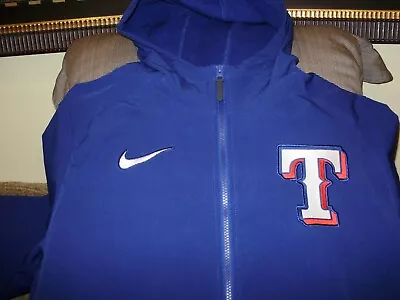 MLB Baseball Texas Rangers Nike Therma Blue Full Zip Hoodie Jacket Men's Large • $87.99