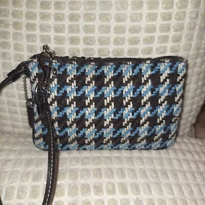 Coach Blue Wool Hounds Tooth Wristlet  • $29