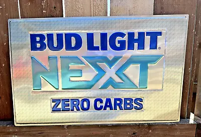 Bud Light NEXT Aluminum BEER TIN METAL SIGN Sign 24 X 15 NEW ZERO CARBS 2021 • $17.99