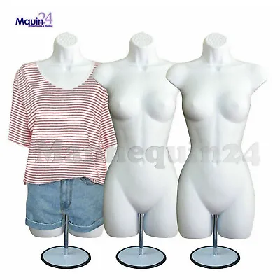 $109.37 • Buy 3 Pack Female Mannequin Torso Body Form 3 Stands 3 Hooks -women Hanging Display