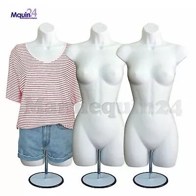 $109.37 • Buy 3 Pack Female Mannequin Torso Body Form 3 Stands 3 Hooks -women Hanging Display