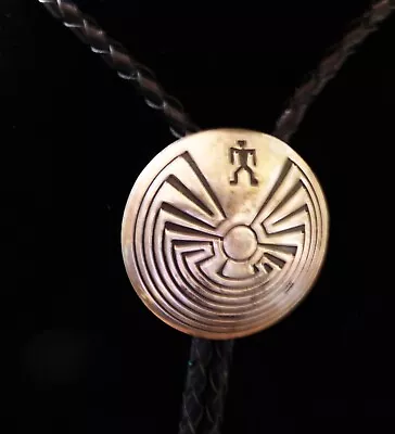 Man In The Maze Sterling Silver Bolo Tie Native American Western Coastal Cowboy • $189.21