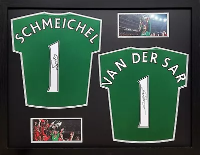 SCHMEICHEL & VAN DER SAR SIGNED 2 SHIRTS In 1 FRAME SEE PROOF MANCHESTER UNITED • £499.99