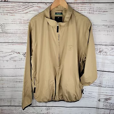 Vintage Nautica Golf Lightweight Windbreaker Men's Medium 1/2 Zip Tan Jacket • $24.95