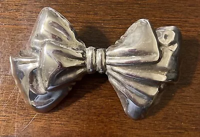 Vintage Hair Barrette Silver Tone Puffed Bow 4” • $14.95