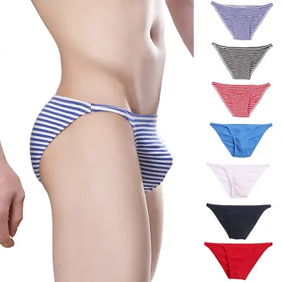 Mens Sexy Underwear Tanga Briefs Striped Low Waist U Pouch Bikinis Underpants US • $4.99