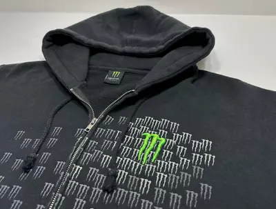 MONSTER ENERGY Black Full Zip Promo Hoodie Sweatshirt Jacket Men's Medium • $34.95