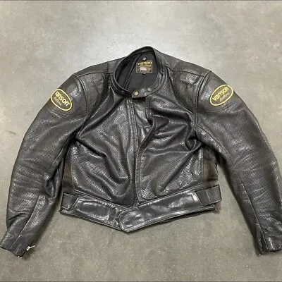 Vanson Jacket 44 USA Cobra Black Leather Perforated Vents *Description* • $389.99