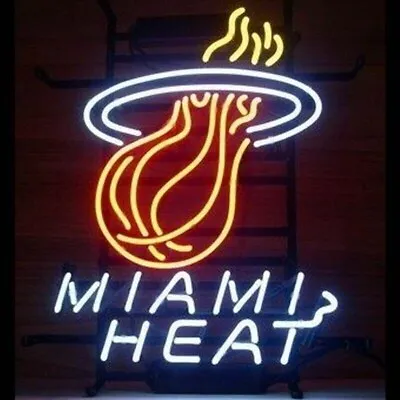 New Miami Heat Basketball Flame Neon Sign 20 X16  Light Lamp Real Glass Poster • $134.89