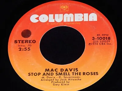 Vintage Record MACK DAVIS: STOP & SMELL THE ROSES 45 Rpm Country Pop • $2