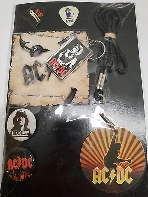 AC/DC AC DC 80s PINS BUTTONS KEYCHAIN GUITAR PICKS LANYARD Novelty Item • $12.95