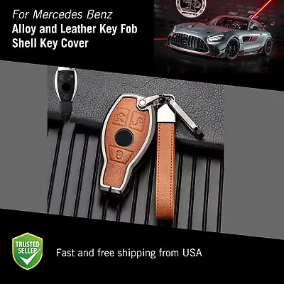 Mercedes Benz AMG Alloy Leather Key Fob Cover Shell A C E S CLA CLS GLE GLC ML • $21.99