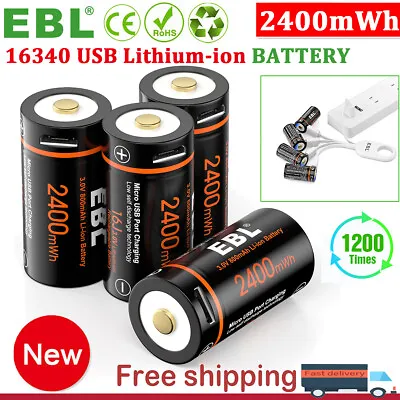 EBL 16340 CR123A USB Rechargeable Lithium Li-ion Batteries For Arlo Camera Lot • $86.99