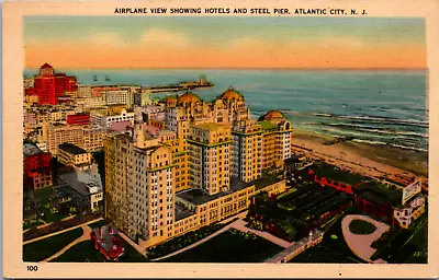 View Showing Hotels & Steel Pier Atlantic City New Jersey Vintage Postcard • $4.75