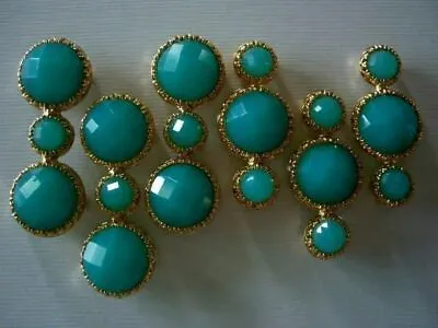 2 Hole Slider Beads Triple Circles Mint Green In Gold #6 • $7.50