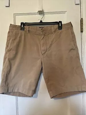 J Crew Stanton Chino Shorts Classic Fit Flat Front Cotton Twill Khaki 36”  9” • $11.90