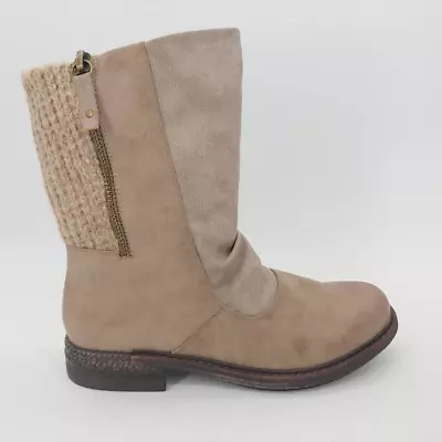 Mukluks Womens Abrams Boots Beige Block Heel Crochet Round Toe Mid Calf Zip 10 • $21.38