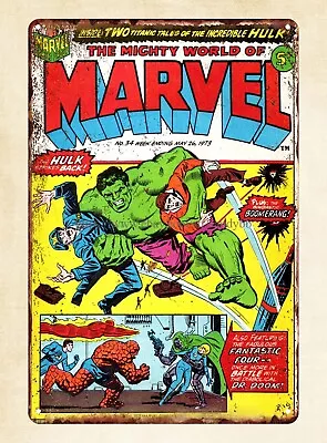 $18.95 • Buy MIGHTY WORLD Of  Incredible Hulk Fantastic Four Comics Metal Tin Sign